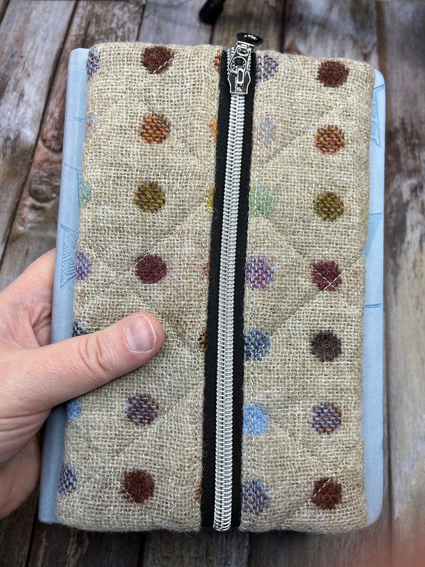 Notebook Pencil Case - Beige Rainbow Dot Tweed