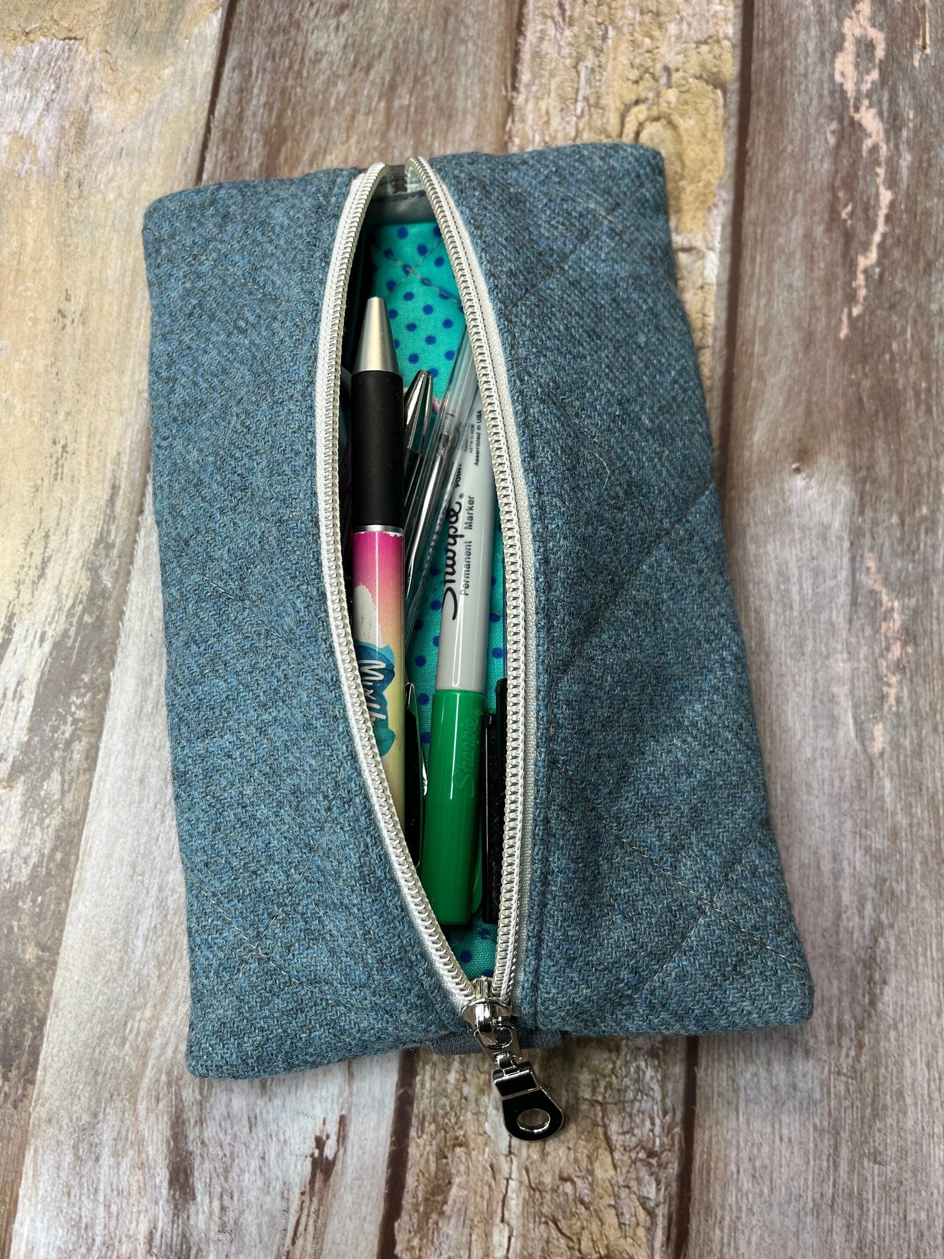 Notebook Pencil Case | Blue Tweed