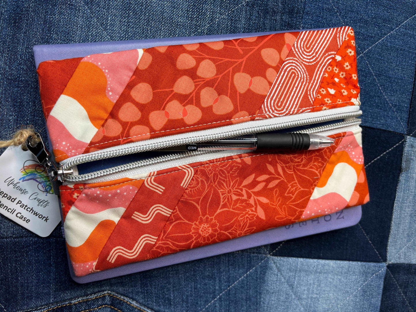 Orange Patchwork Notebook Pencil Case