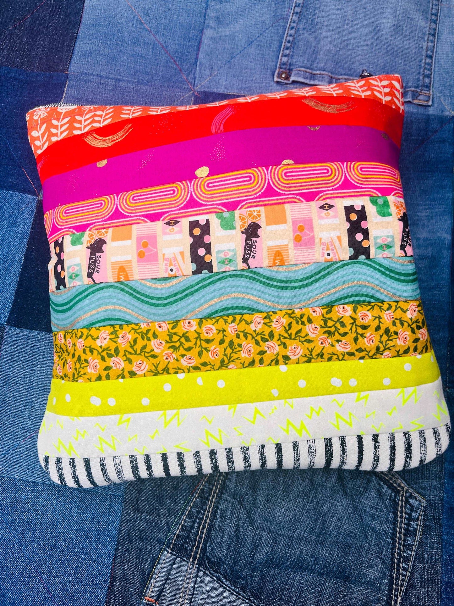 Rainbow Ombré Project Zip Pouch | Knitting Bag