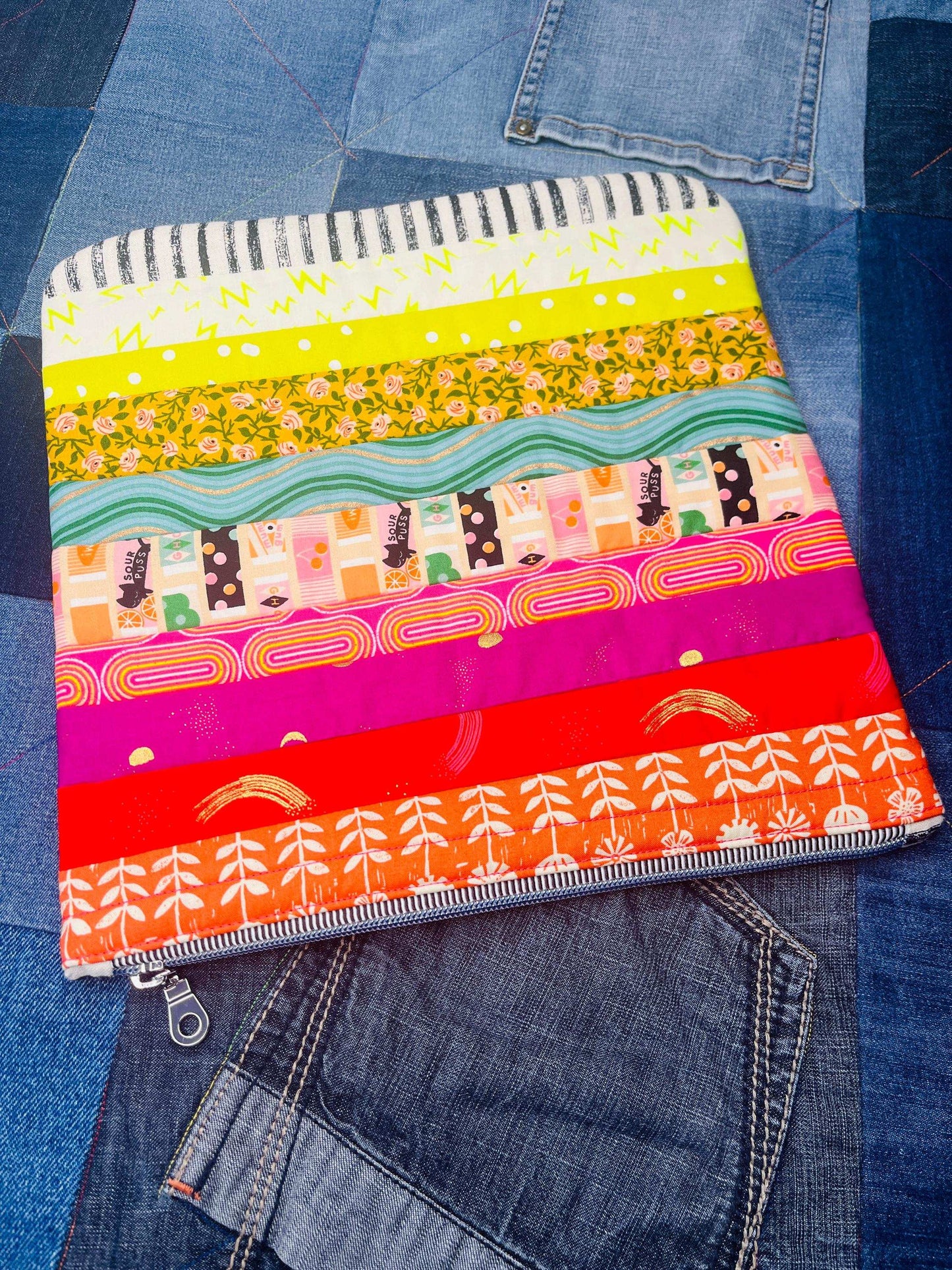 Rainbow Ombré Project Zip Pouch | Knitting Bag