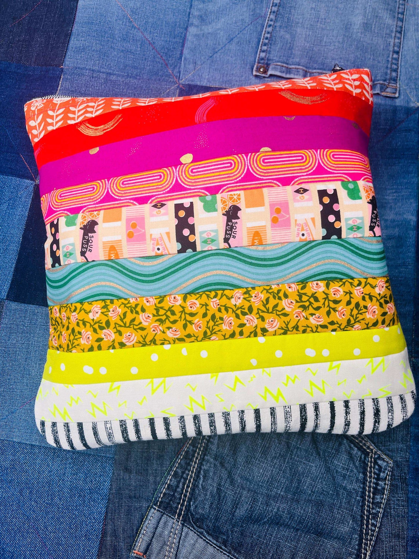 Rainbow Ombré Project Zip Pouch | Knitting Bag