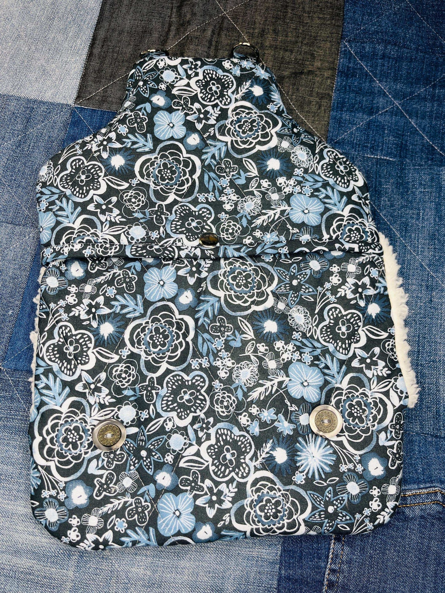 Wearable Hot Water Bottle Cover | Blue Floral