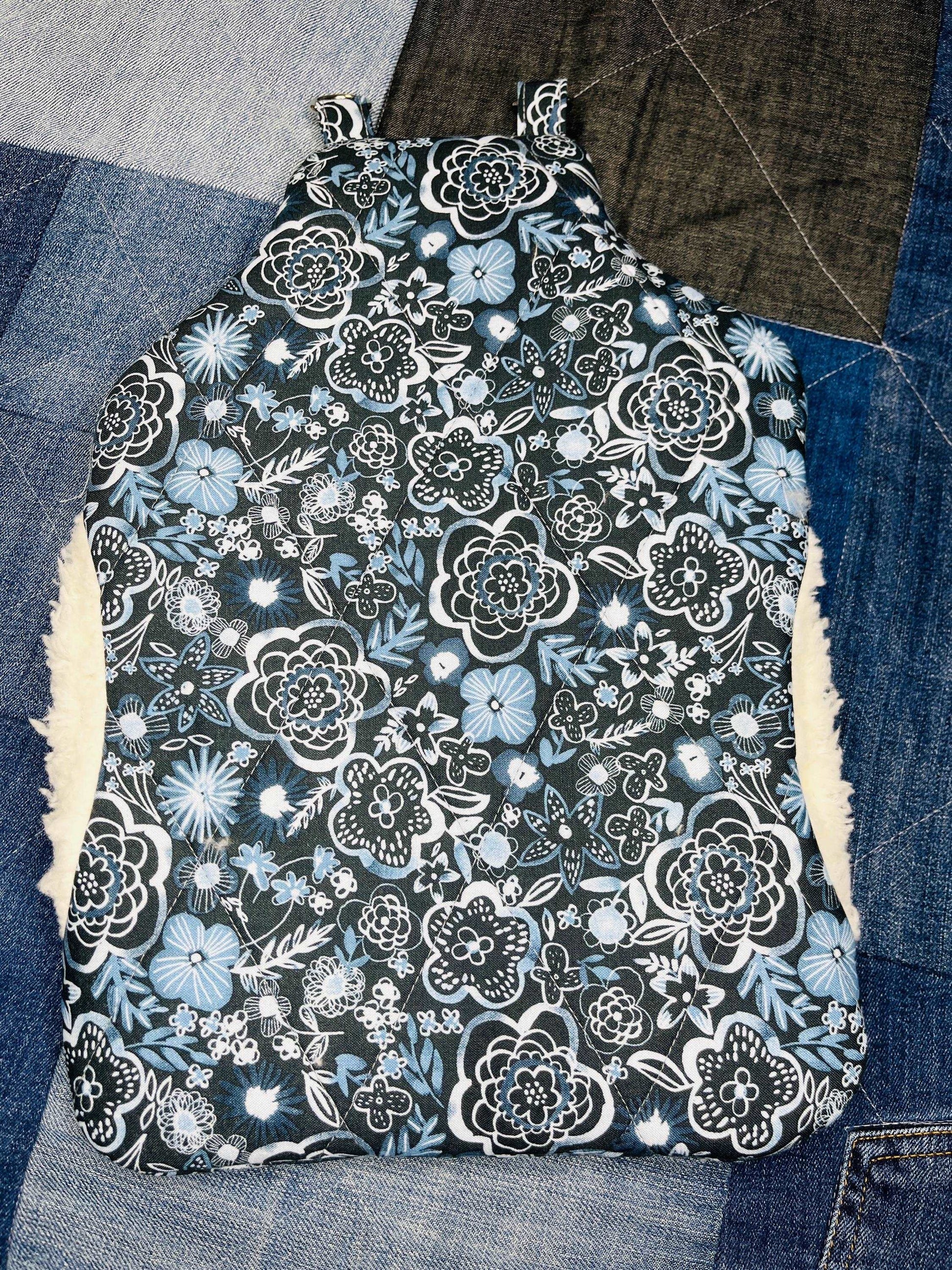 Wearable Hot Water Bottle Cover | Blue Floral