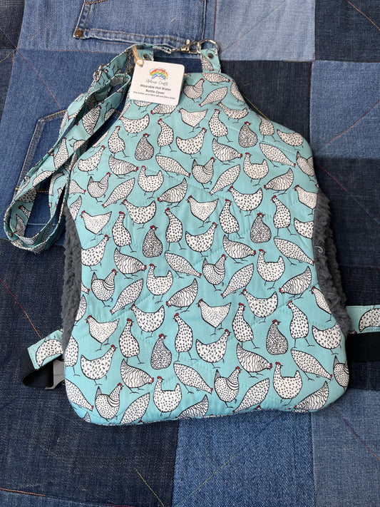 Wearable Hot Water Bottle Cover - Mint Chickens 🐓 - Uphouse Crafts