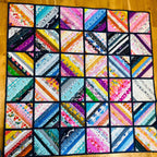 XO Throw, Patchwork Quilt, Rainbow Strip quilt, Wall Hanging