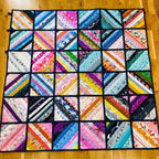 XO Throw, Patchwork Quilt, Rainbow Strip quilt, Wall Hanging