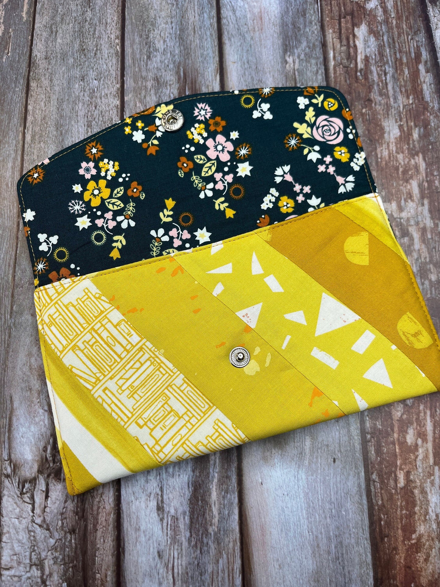 Yellow Slim Purse | Patchwork Purse | Phone Clutch Wallet - Uphouse Crafts