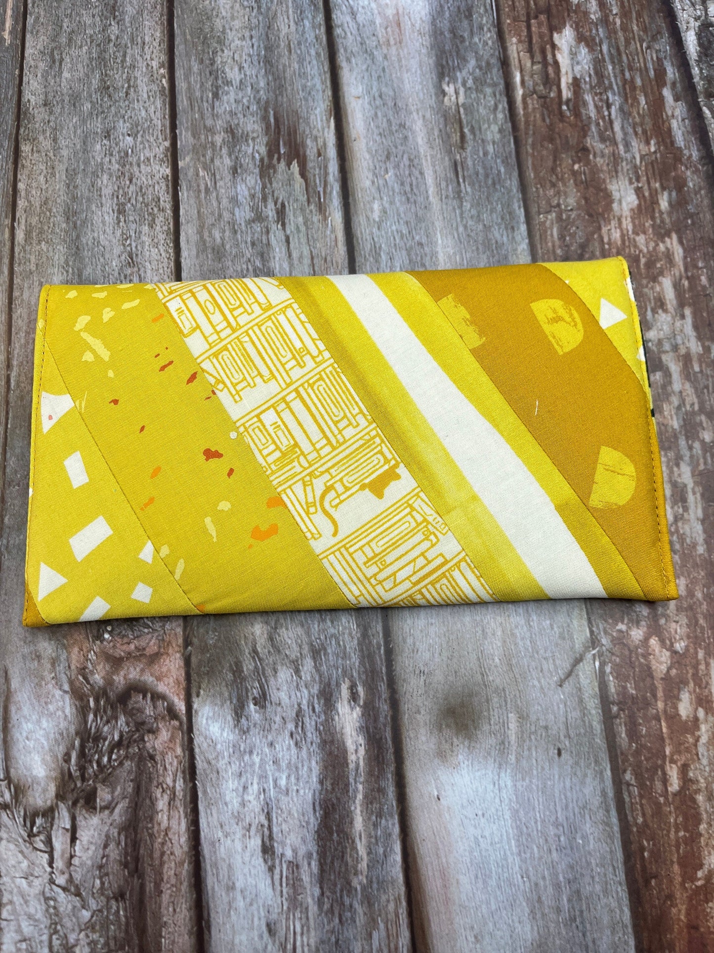 Yellow Slim Purse | Patchwork Purse | Phone Clutch Wallet - Uphouse Crafts