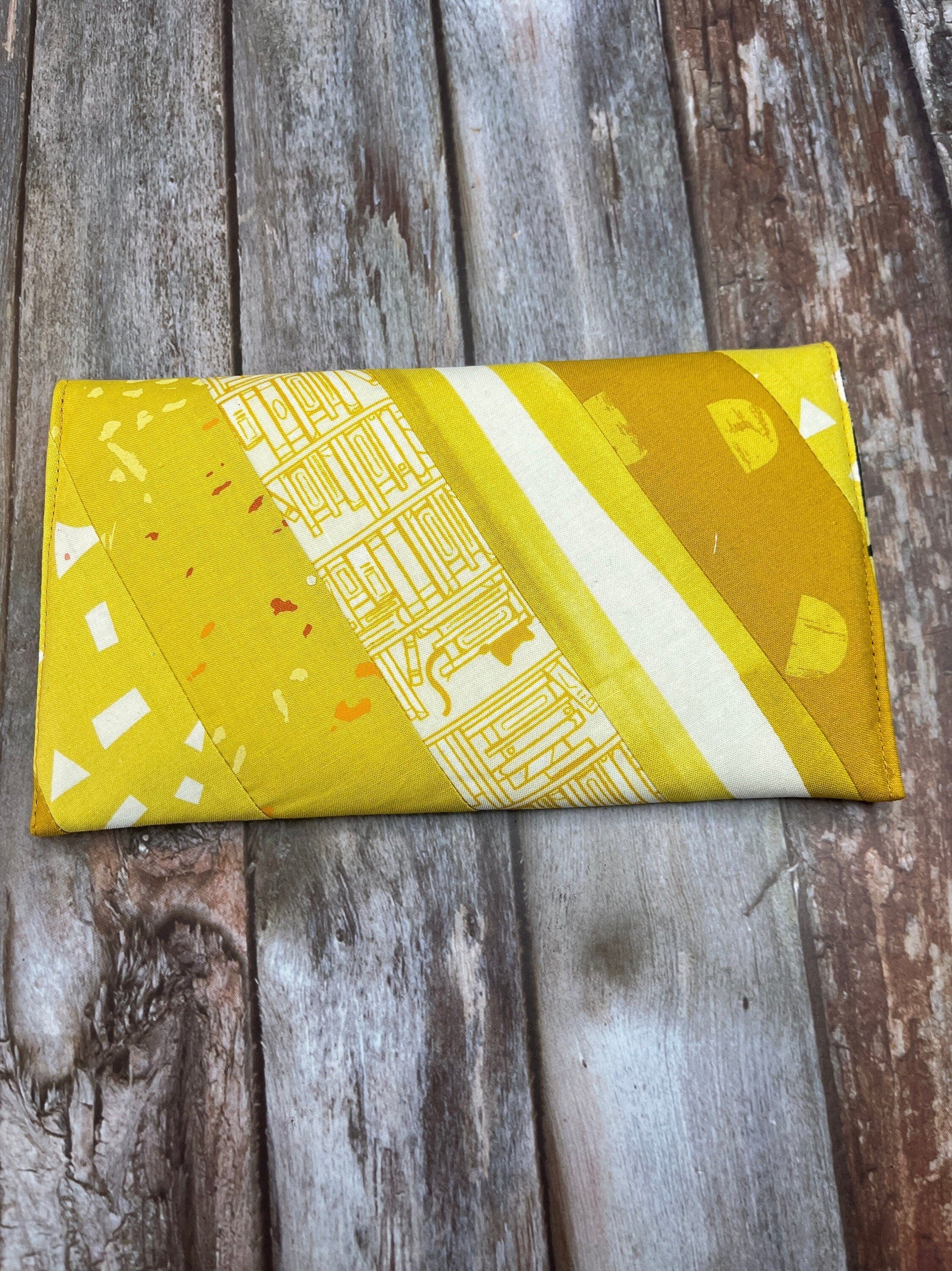 Yellow Slim Purse | Patchwork Purse | Phone Clutch Wallet