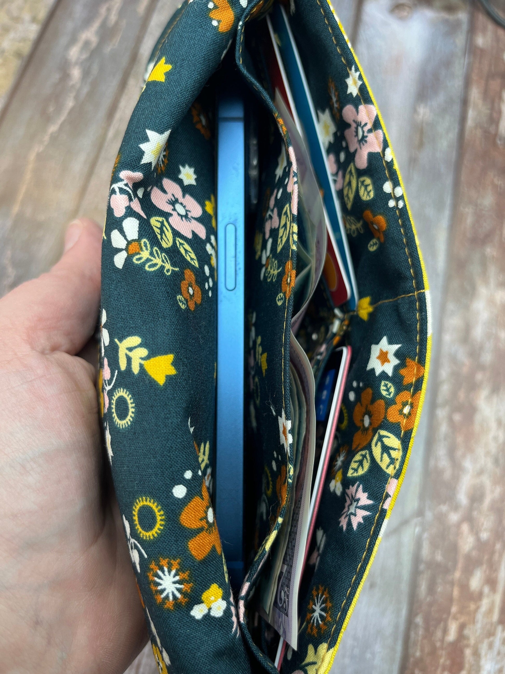 Yellow Slim Purse | Patchwork Purse | Phone Clutch Wallet - Uphouse Crafts