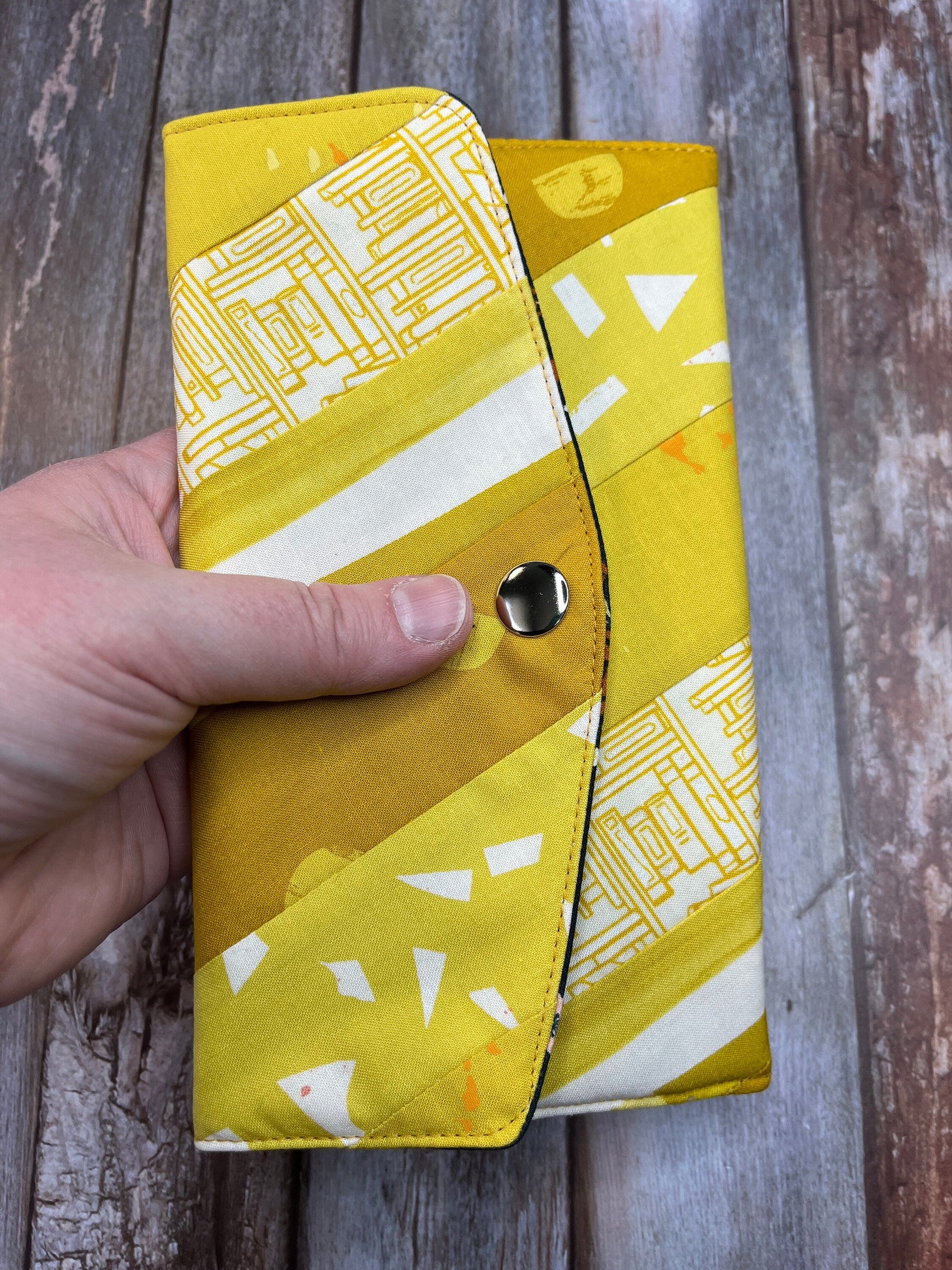 Yellow Slim Purse | Patchwork Purse | Phone Clutch Wallet - Uphouse Crafts