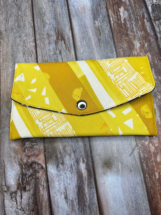 Yellow Slim Purse | Patchwork Purse | Phone Clutch Wallet - Uphouse Crafts