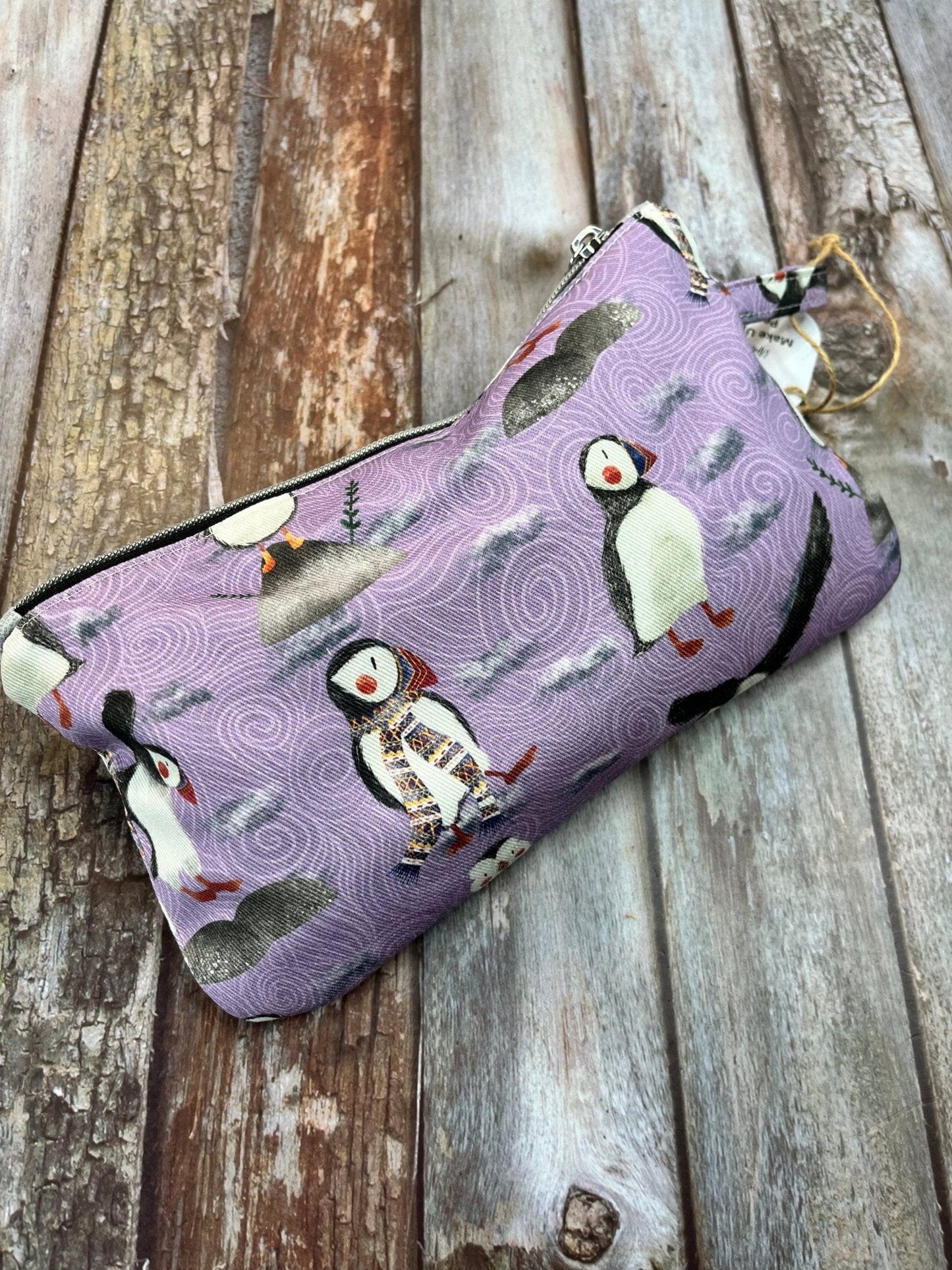 Zip Pouch Makeup Bag - Pencil Case | Fair Isle Puffin Makeup Bag Pencil Case