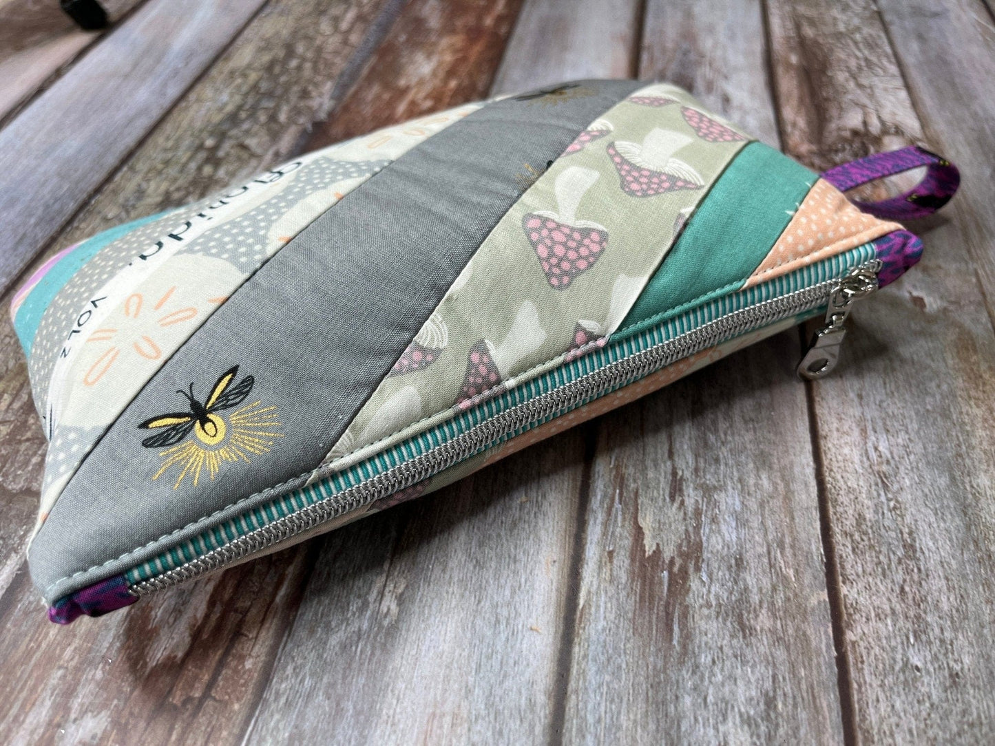 Zip Pouch Makeup Bag - Pencil Case | Pastel Butterfly Florida Patchwork