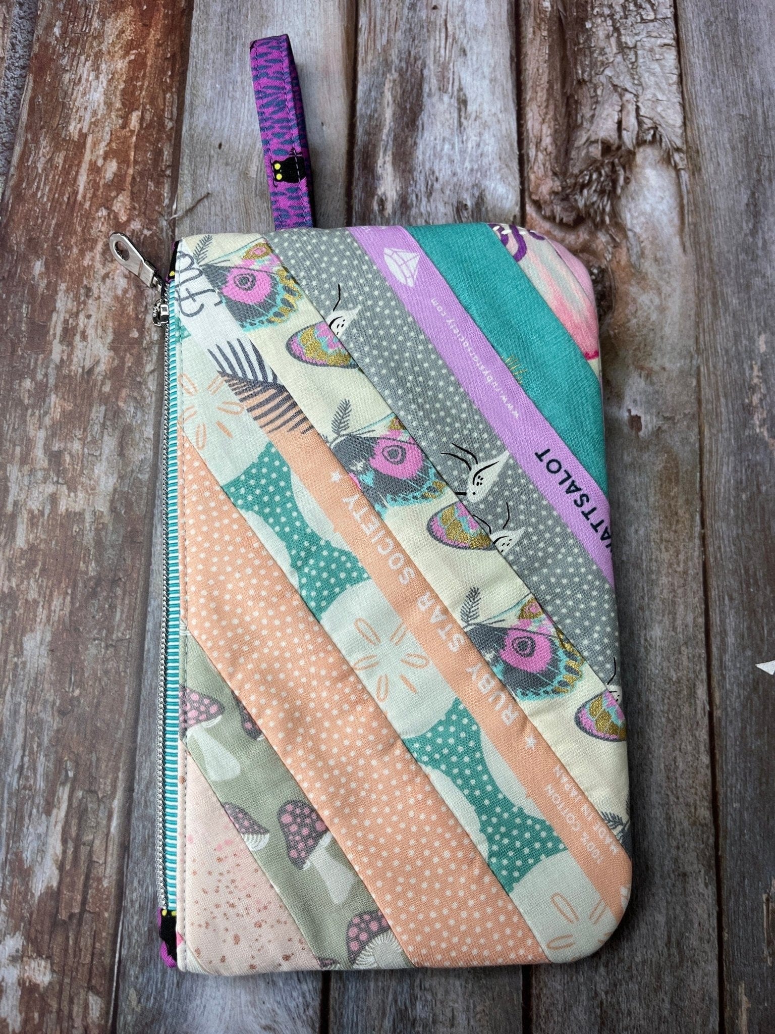 Zip Pouch Makeup Bag - Pencil Case | Pastel Butterfly Florida Patchwork