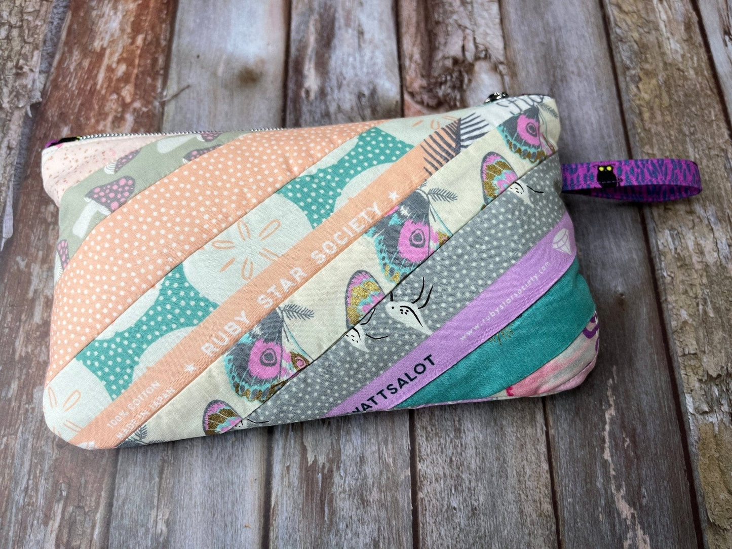 Zip Pouch Makeup Bag - Pencil Case | Pastel Butterfly Florida Patchwork