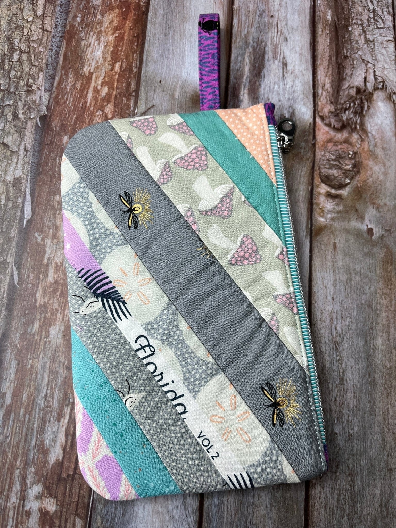 Zip Pouch Makeup Bag - Pencil Case | Pastel Butterfly Florida Patchwork