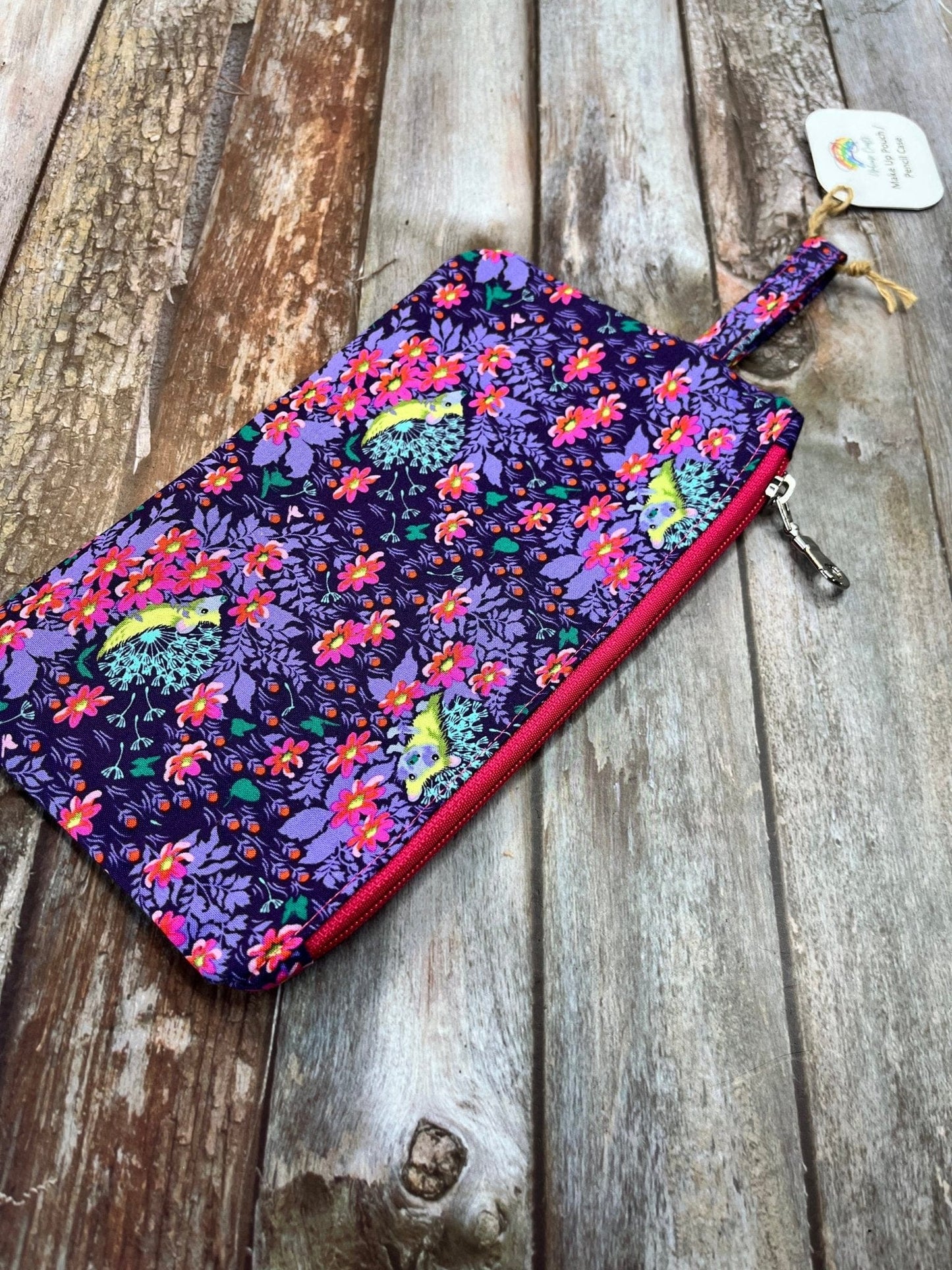 Zip Pouch Makeup Bag - Pencil Case | Purple Hedgehog