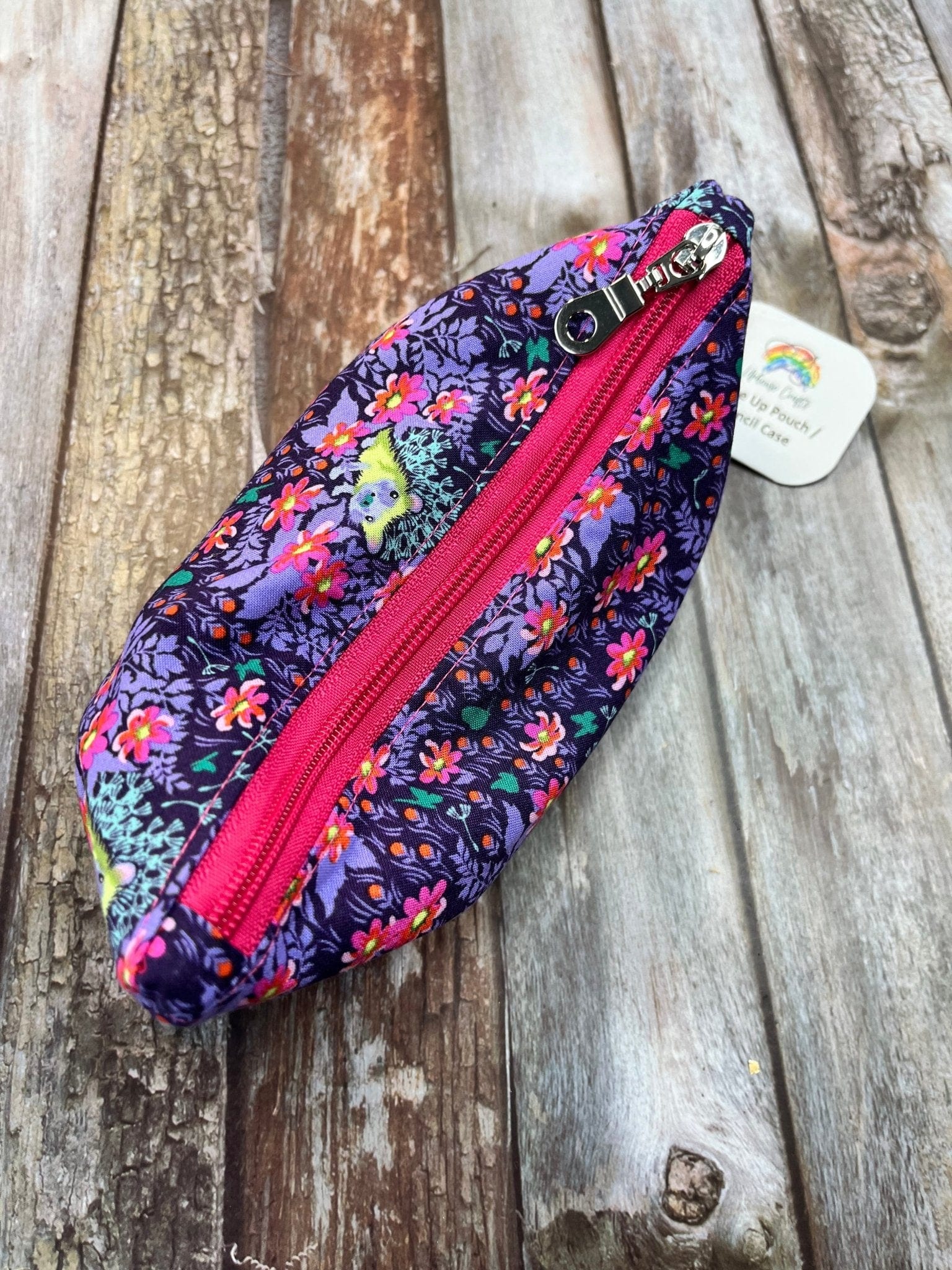 Zip Pouch Makeup Bag - Pencil Case | Purple Hedgehog