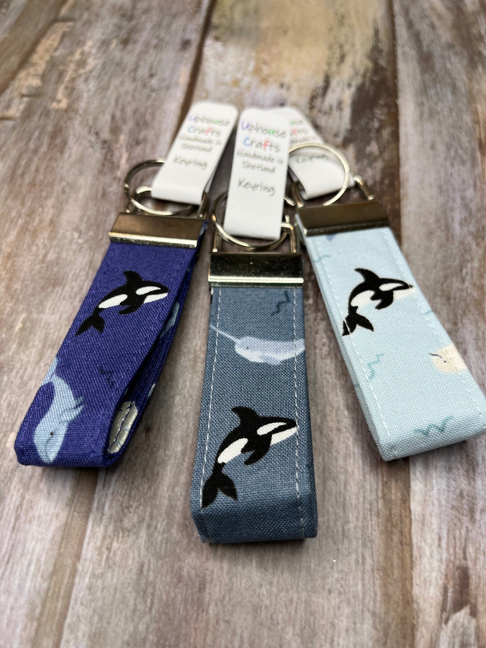 Handmade Cotton Orca Keyring - Purple Grey Blue - Uphouse Crafts