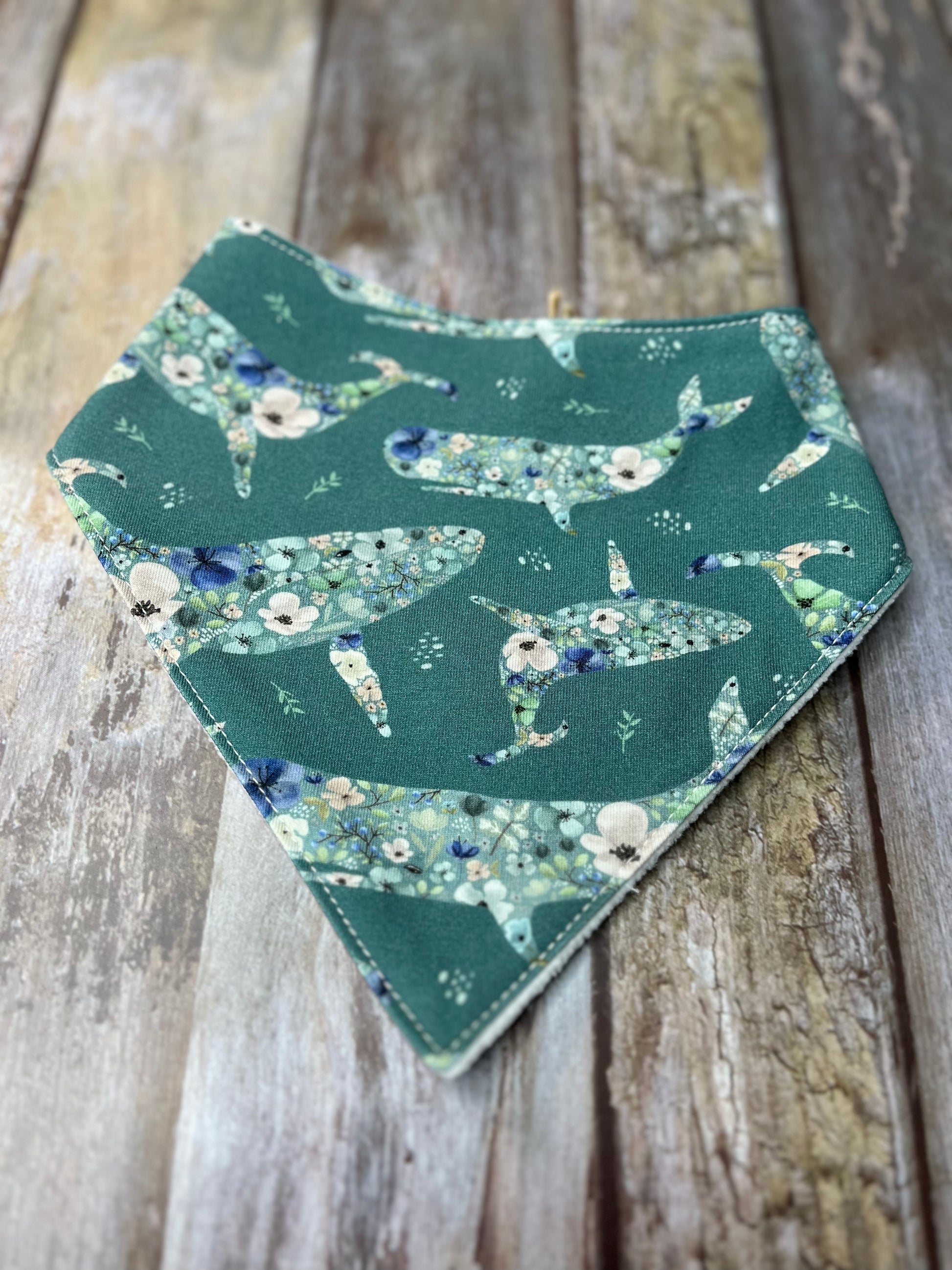 Baby Dribble Bandana Bib 0-12 months Green Whale - Uphouse Crafts