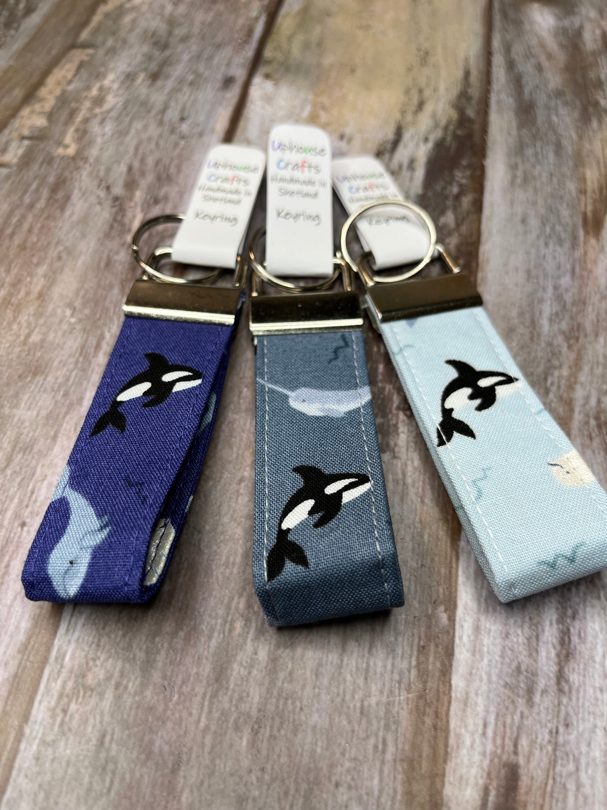 Handmade Cotton Orca Keyring - Purple Grey Blue