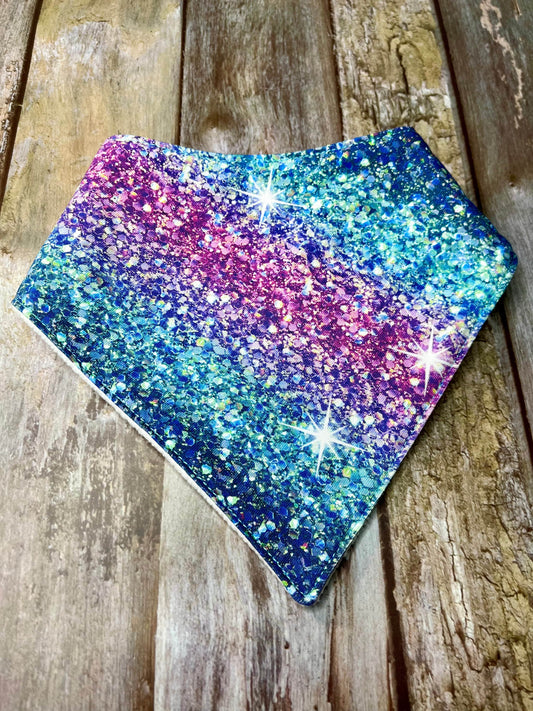 Baby Dribble Bib | Blue Pink Aqua Sparkle Glitter Effect