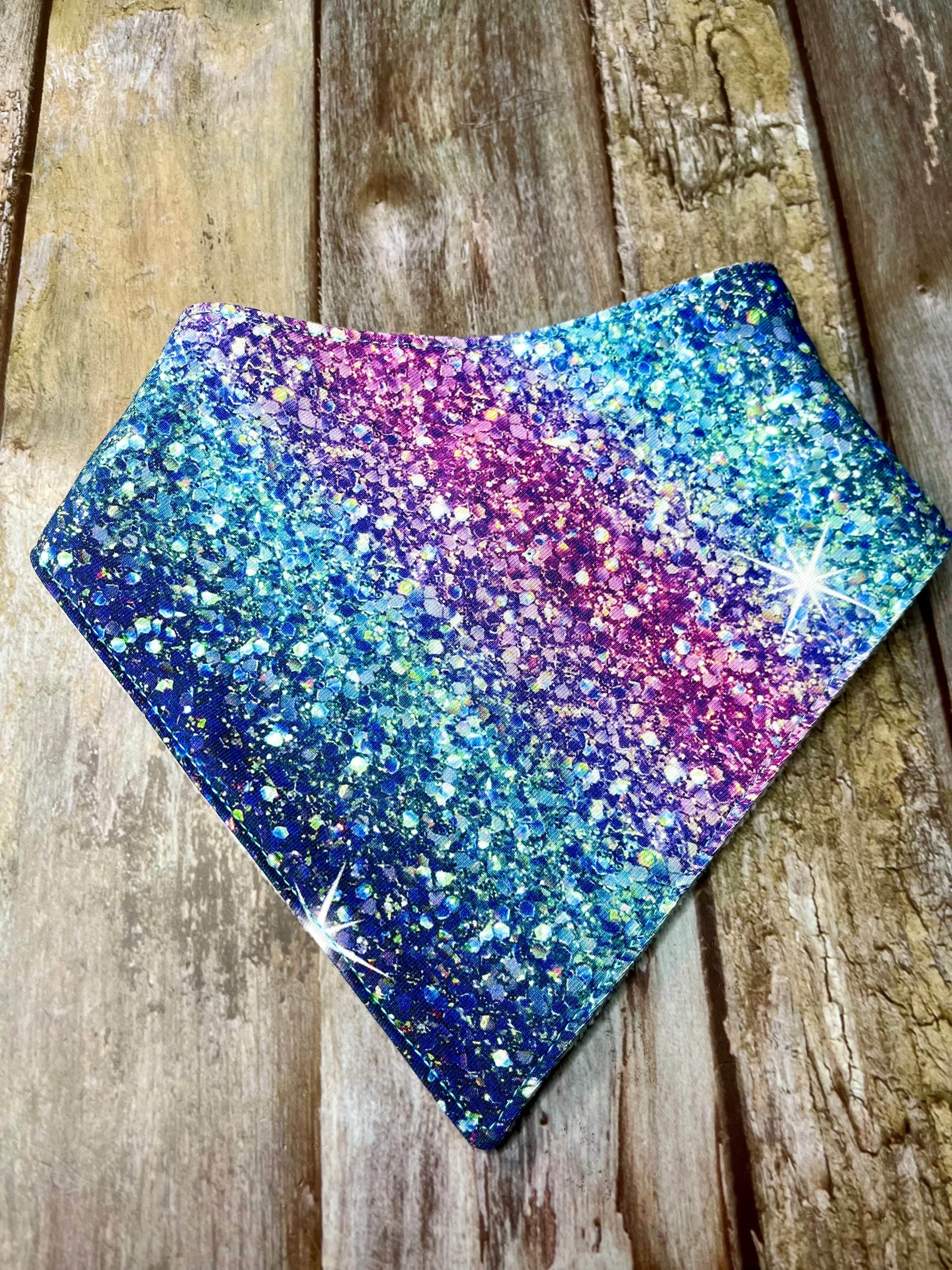 Baby Dribble Bib | Blue Pink Aqua Sparkle Glitter Effect