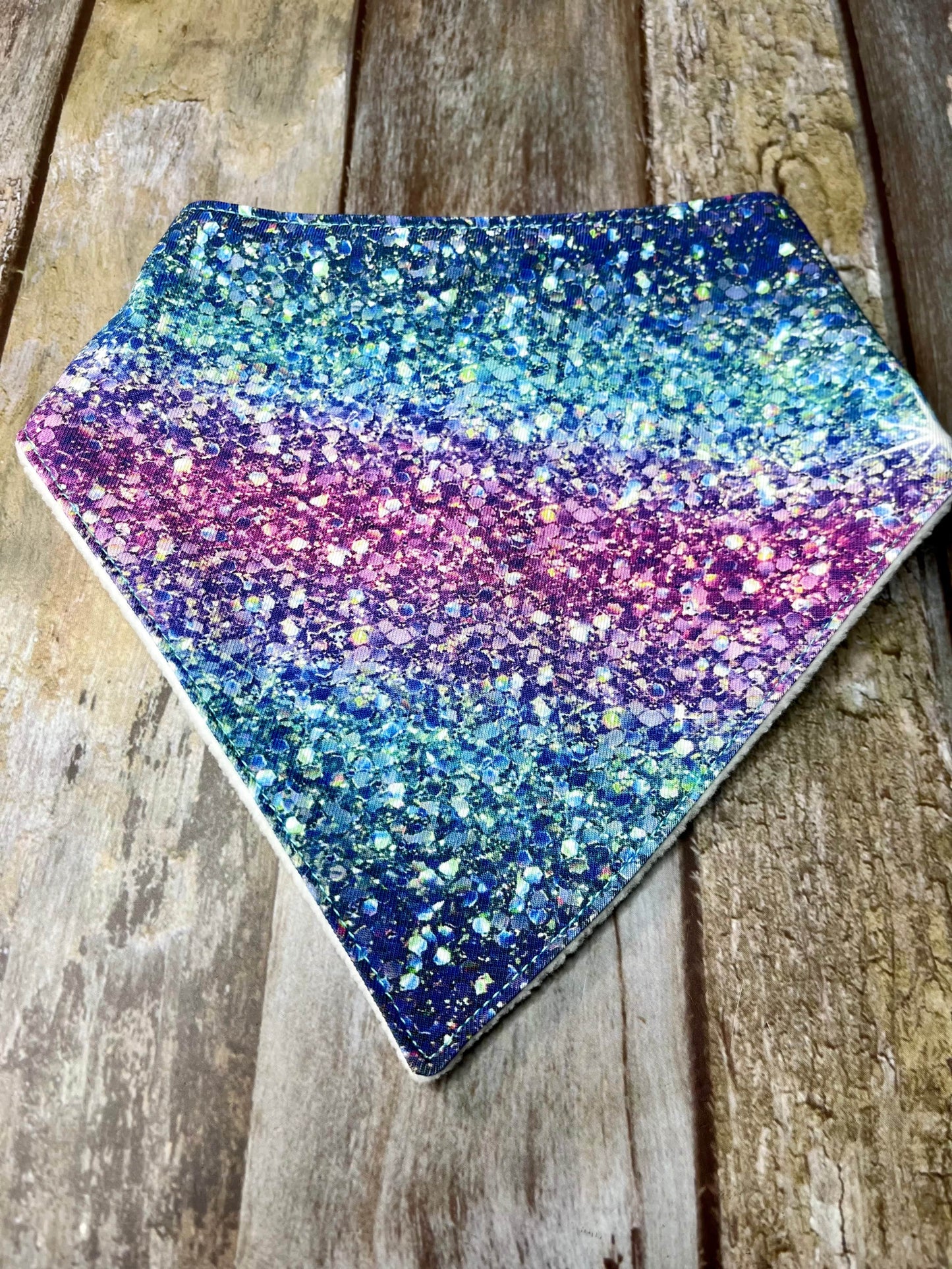 Baby Dribble Bib | Blue Pink Aqua Sparkle Glitter Effect