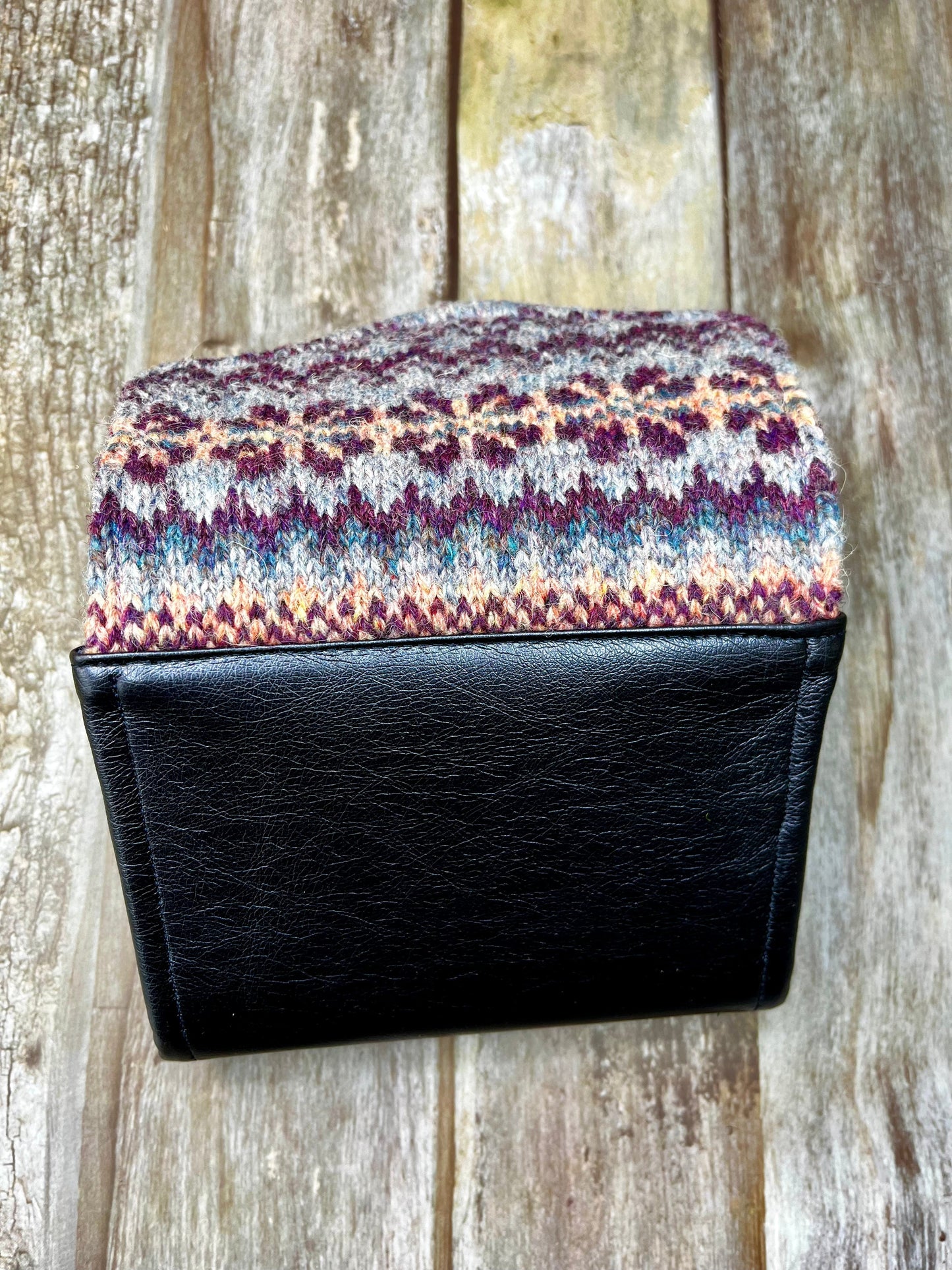 Hand knitted Fair Isle Purse Clutch | Blue Purple