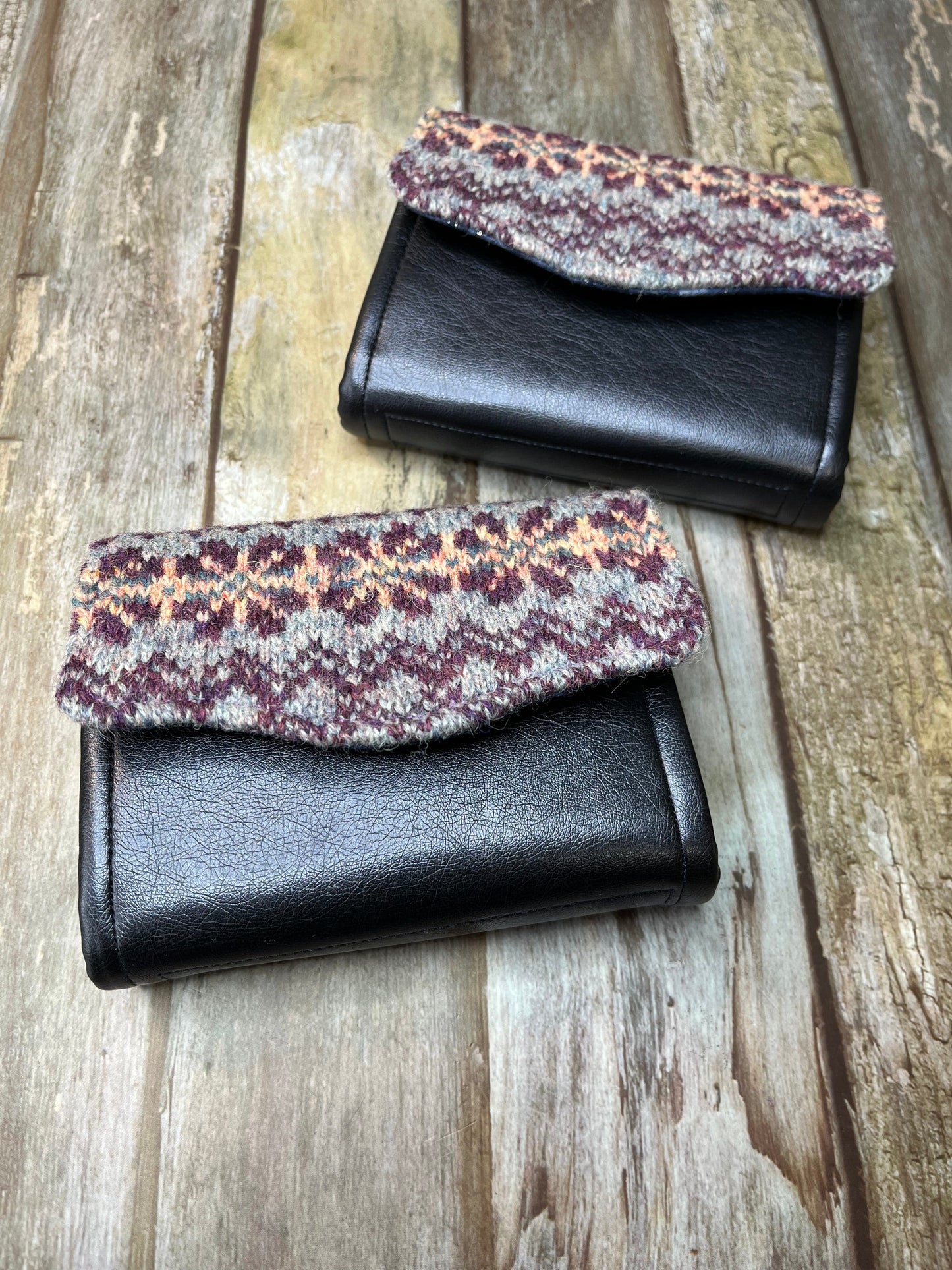 Hand knitted Fair Isle Purse Clutch | Blue Purple