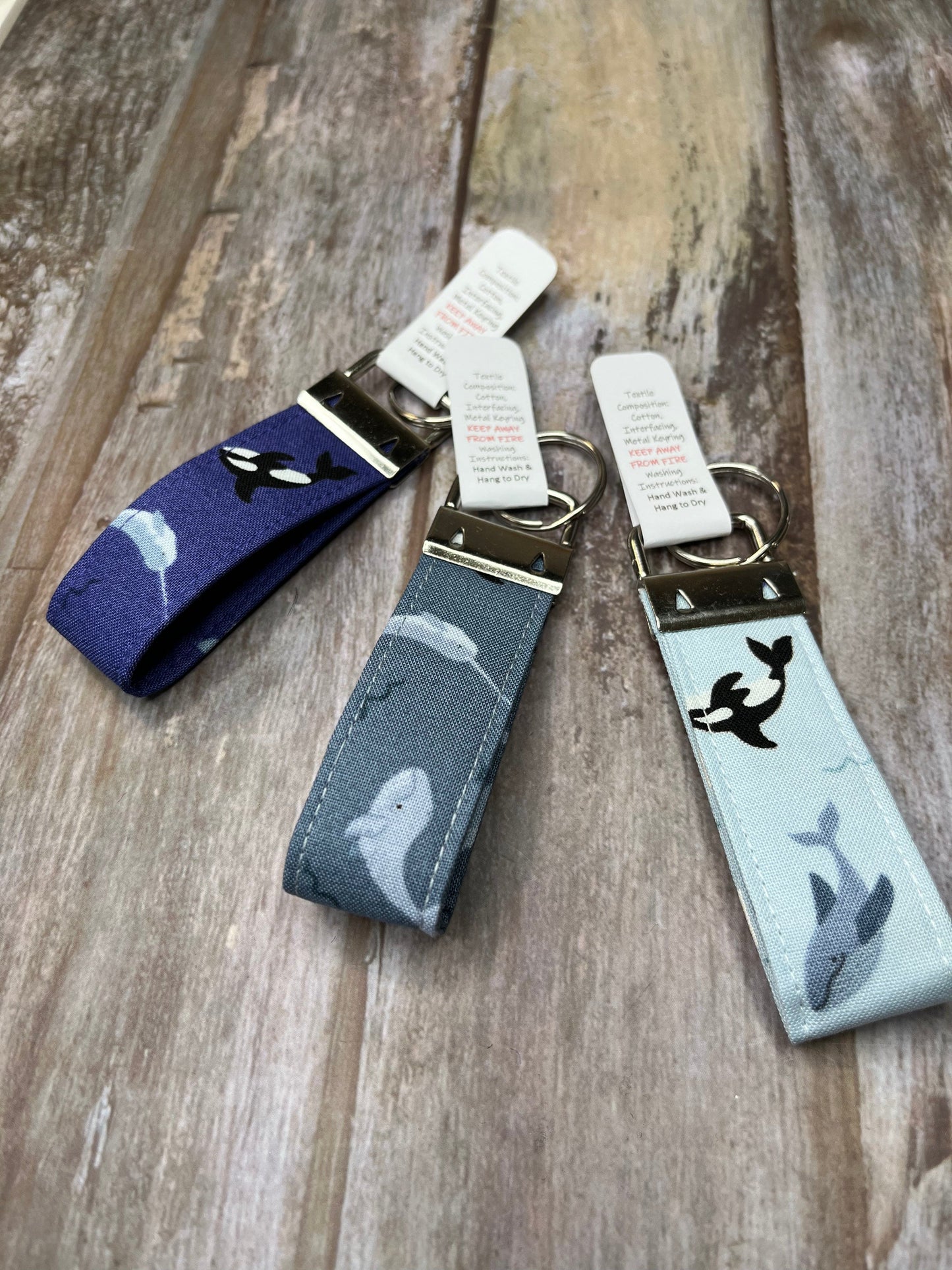 Handmade Cotton Orca Keyring - Purple Grey Blue