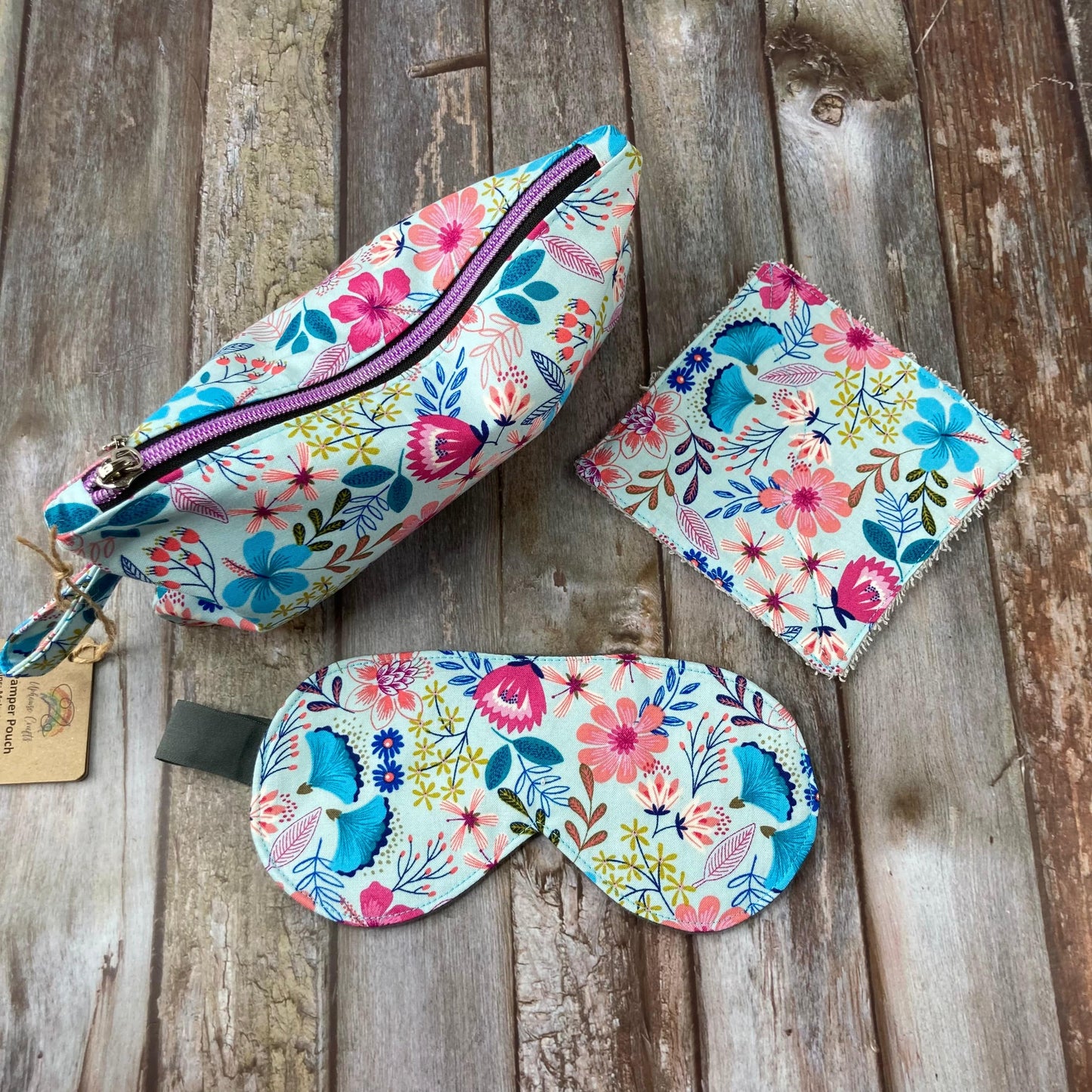 Zip Pouch Makeup Bag - Pencil Case | Pamper Pouch Gift Set - Coral, Navy, Grey Duck Egg