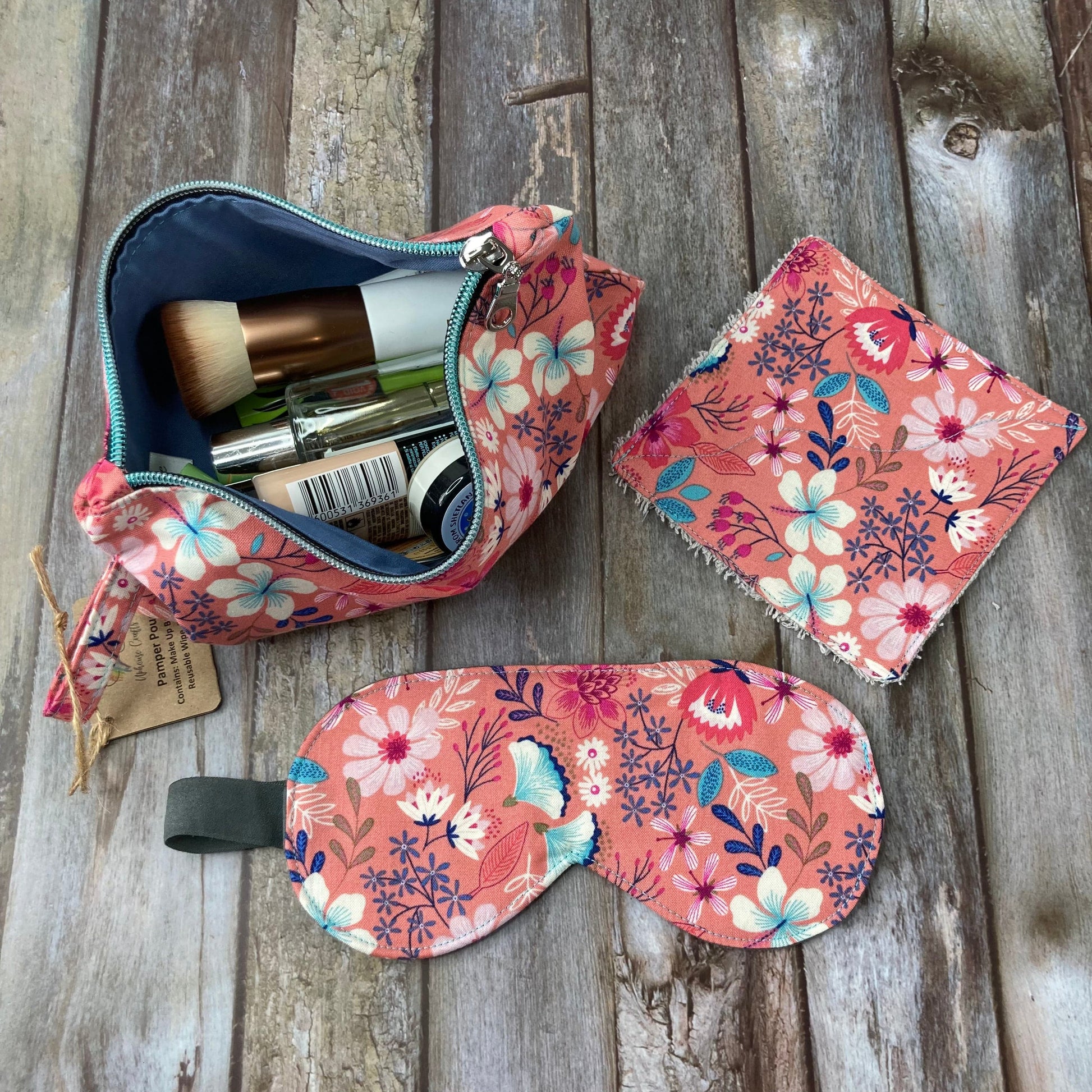 Zip Pouch Makeup Bag - Pencil Case | Pamper Pouch Gift Set - Coral, Navy, Grey
