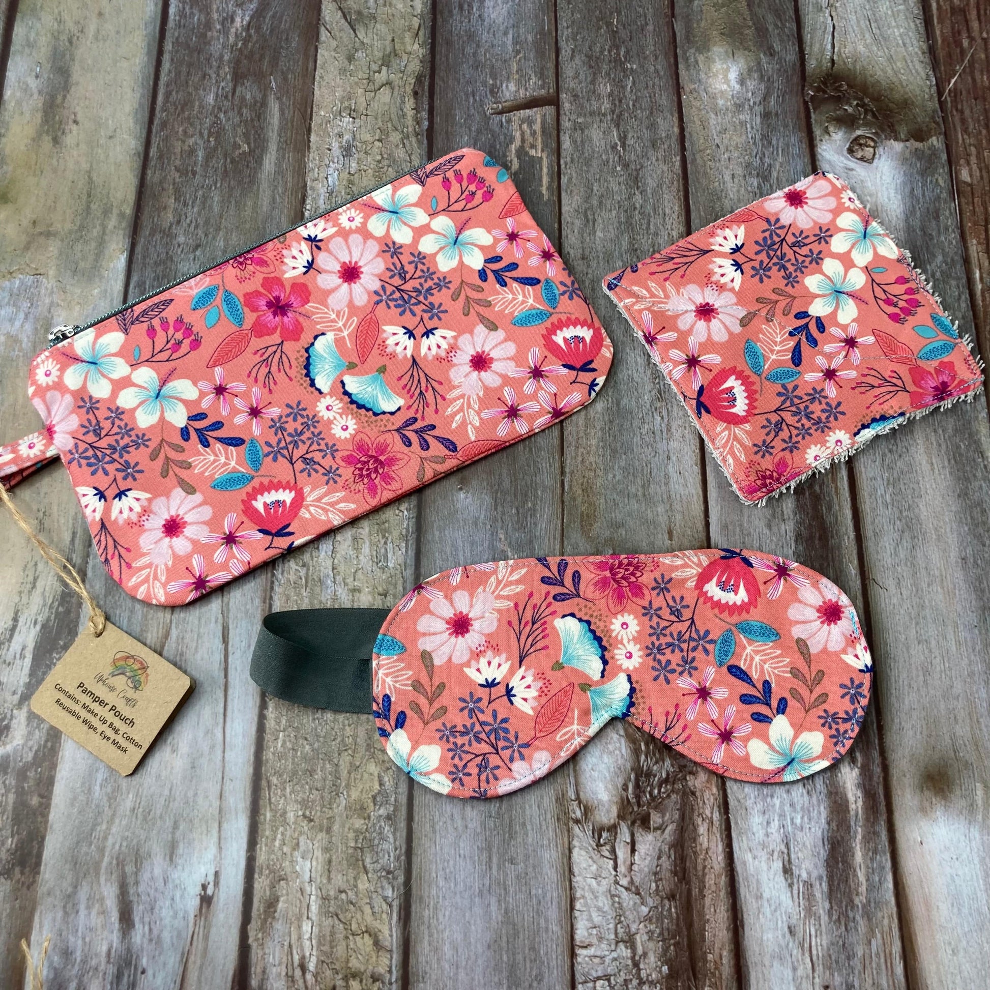 Zip Pouch Makeup Bag - Pencil Case | Pamper Pouch Gift Set - Coral, Navy, Grey