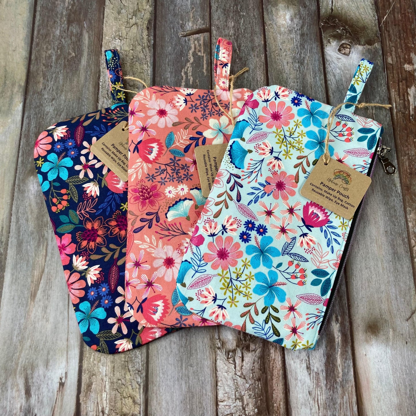 Zip Pouch Makeup Bag - Pencil Case | Pamper Pouch Gift Set - Coral, Navy, Grey