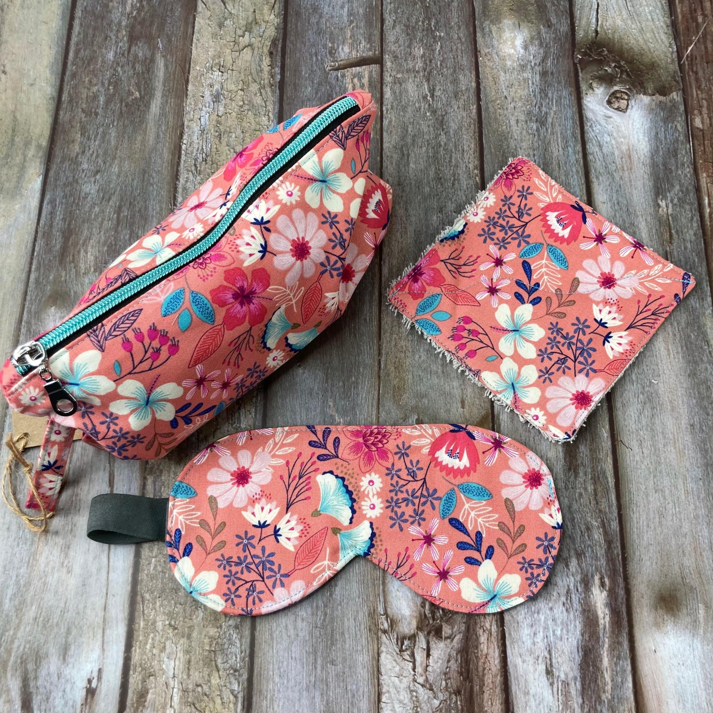 Zip Pouch Makeup Bag - Pencil Case | Pamper Pouch Gift Set - Coral, Navy, Grey