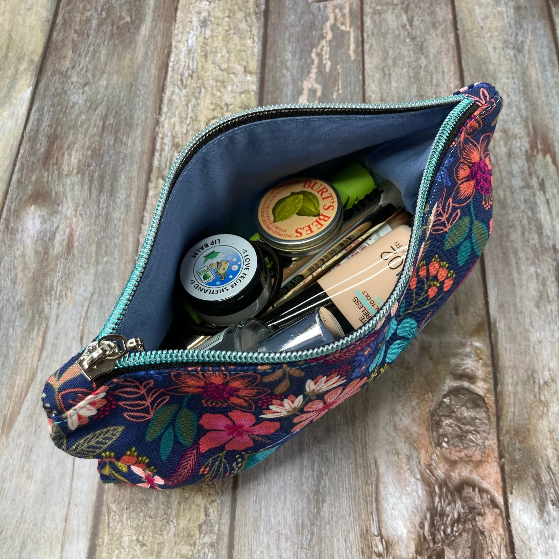 Zip Pouch Makeup Bag - Pencil Case | Pamper Pouch Gift Set - Coral, Navy, Grey