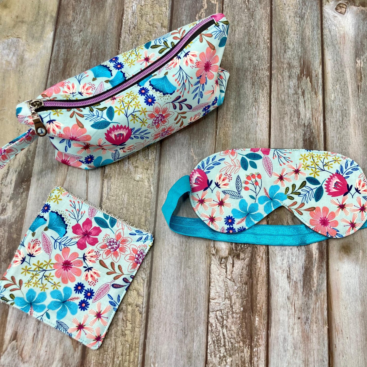Zip Pouch Makeup Bag - Pencil Case | Pamper Pouch Gift Set - Coral, Navy, Grey