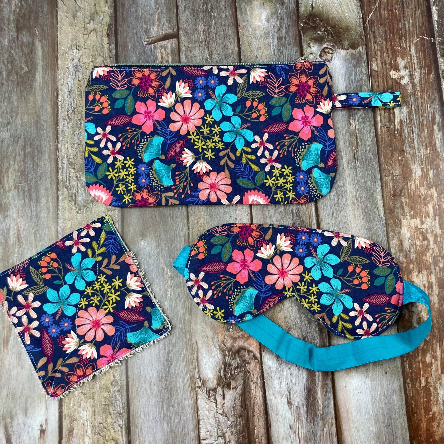 Zip Pouch Makeup Bag - Pencil Case | Pamper Pouch Gift Set - Coral, Navy, Grey