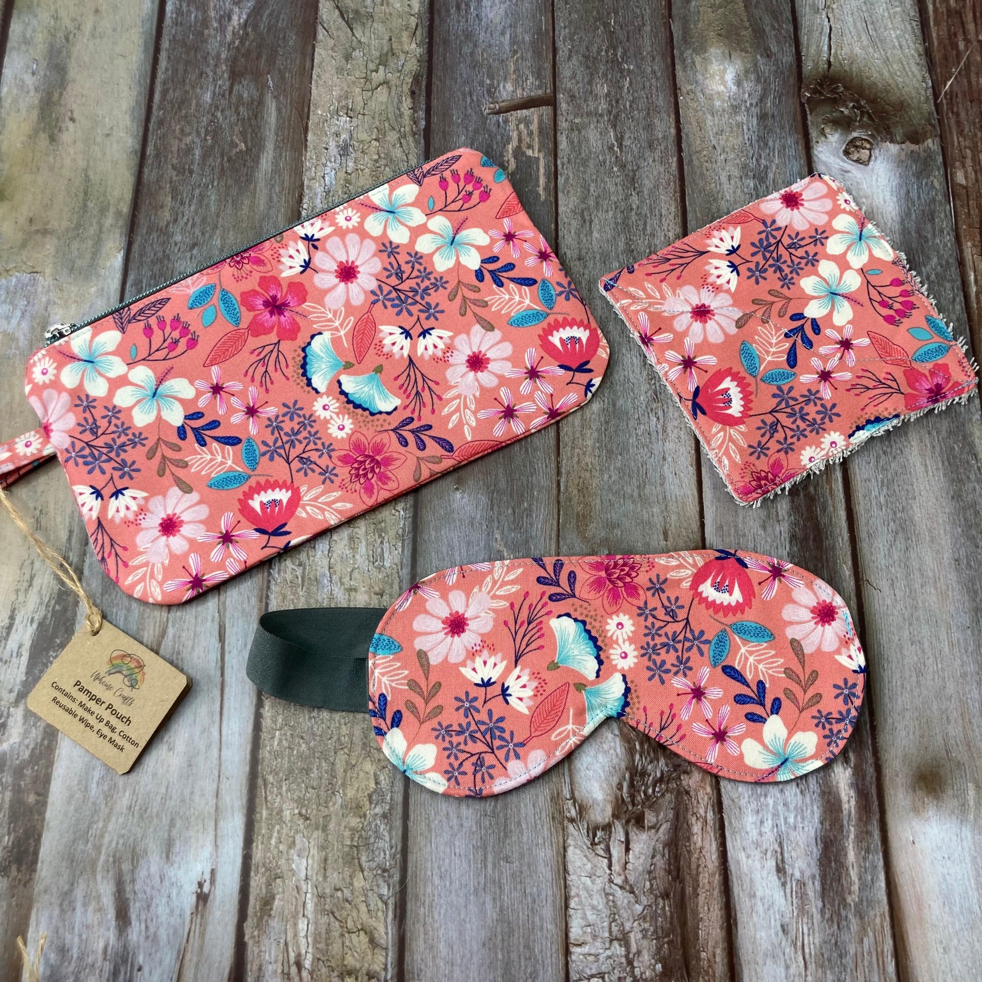 Zip Pouch Makeup Bag - Pencil Case | Pamper Pouch Gift Set - Coral, Navy, Grey